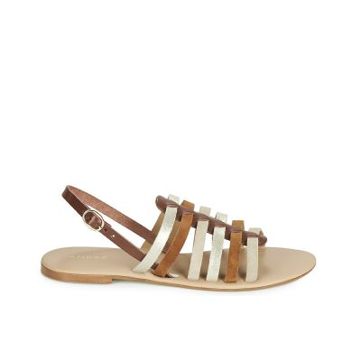 SANDALES ANDRÉ FEMME SECRETE CUIR MARRON BEIGE
